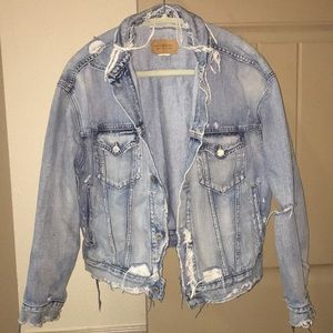 Distressed jean jacket